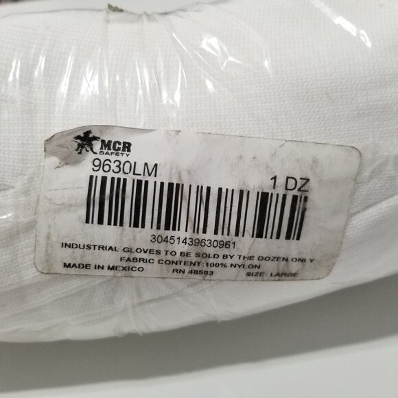 NWT MCR Safety 9630M Strings Knit Gloves - 10 Gauge Stretch Nylon - Hemmed White - Picture 3 of 4